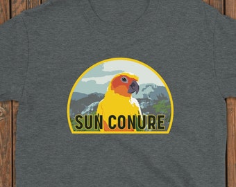 Retro Sun Conure Parrot Bird T Shirt Mens Womens