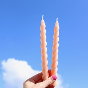 Just Peachy | Pair of Beeswax & Soy Blend Twist Candles / Dinner Candles / Taper Candles | A beautiful tabletop accessory