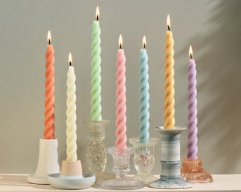 Spring Shades Perfect Pastel Beeswax & Soy Blend Twist Candles / Dinner Candles / Taper Candles / Pillar Candles / Colourful Candles