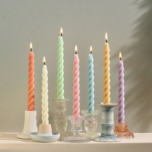 Spring Shades Perfect Pastel Beeswax & Soy Blend Twist Candles / Dinner Candles / Taper Candles / Pillar Candles / Colourful Candles