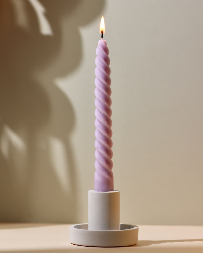 Perfect Pastels Beeswax & Soy Blend Spiral Twist Candles / Dinner Candles / Taper Candles / Pillar Candles Nude Lilac