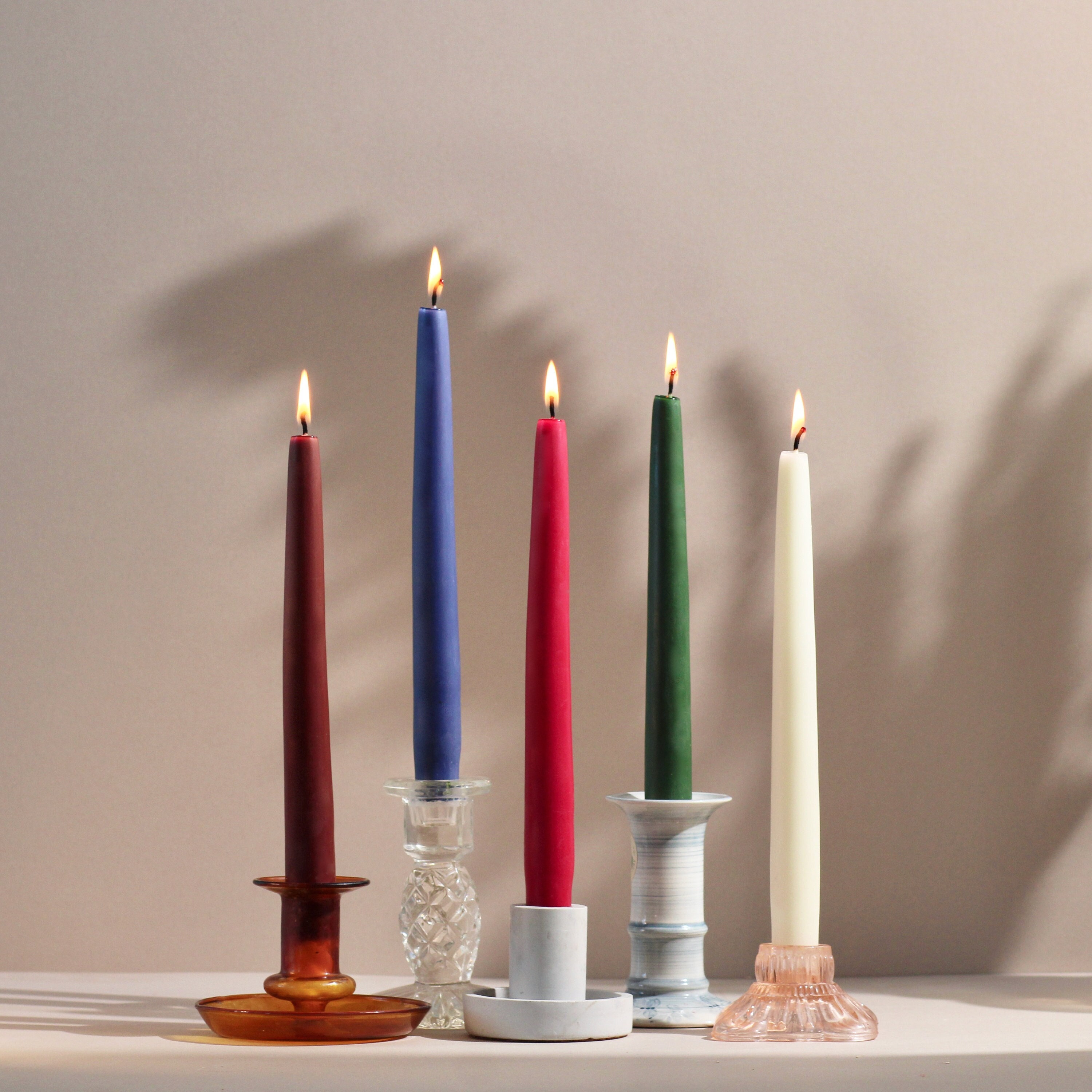 Winter Solstice Beeswax Blend Taper Candle: Hand Poured Dinner Candle