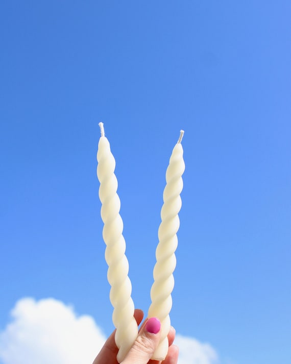 Pair of Beeswax & Soy Blend Twist Candles / Dinner Candles / Etsy