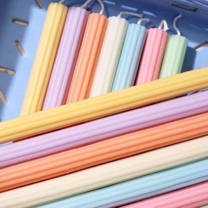Perfect Pastel Beeswax & Soy Blend Unscented Fluted Ribbed Taper / Dinner Candles