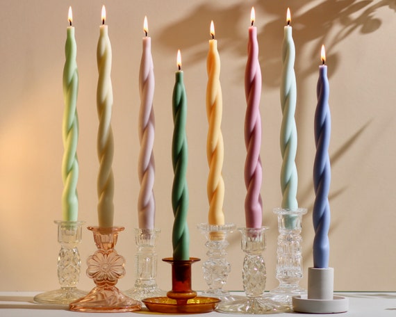 6 bougies pastel torsadées