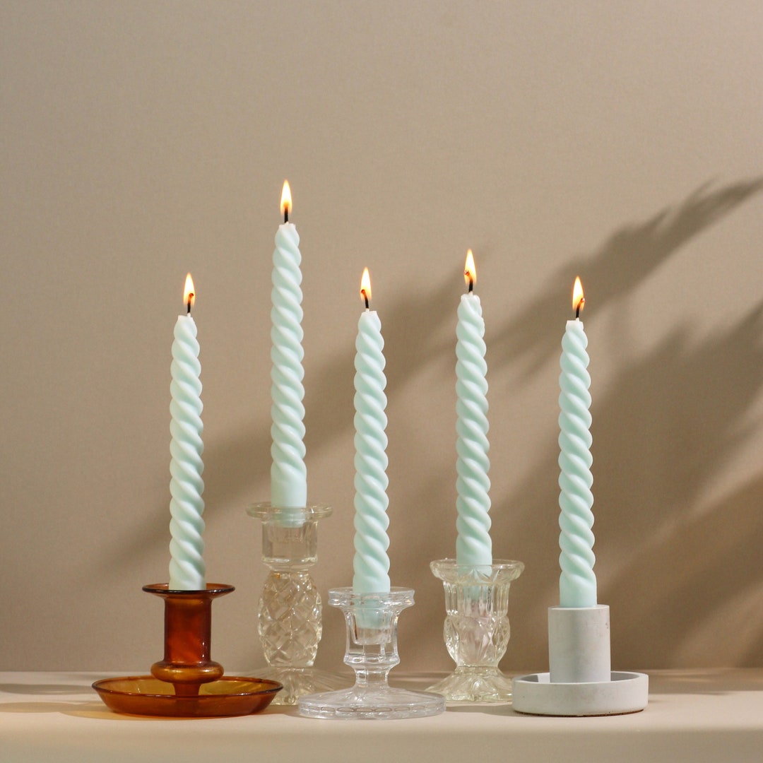 Seafoam Collection Set of 5 Soft Pastels Beeswax & Soy Blend Taper