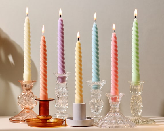 Perfect Pastels Beeswax & Soy Blend Spiral Twist Candles / Dinner Candles / Taper  Candles / Pillar Candles -  Sweden