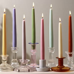 Velas cónicas gruesas / Velas para la cena / Velas de pilar / Velas altas / Velas modernas en tonos pastel suaves de mezcla de cera de abeja y soja