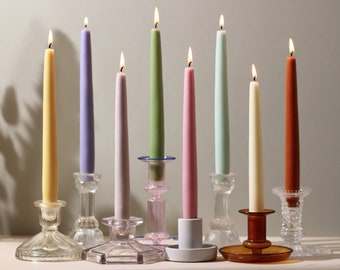 Soft Pastel Tones Beeswax & Soy Blend Thick Taper Candles / Dinner Candles / Pillar Candles / Tall Candles / Modern Candles