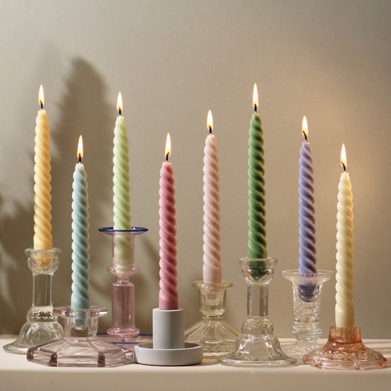 Soft Pastel Handmade Beeswax & Soy Blend Spiral Twist Candles / Dinner  Candles / Taper Candles / Modern Candles / Pillar Candles 