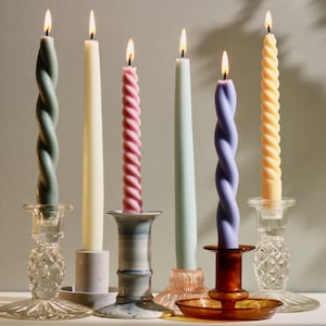 12 Spiral 11 Long Unscented Premium Wax Taper Candles Blush