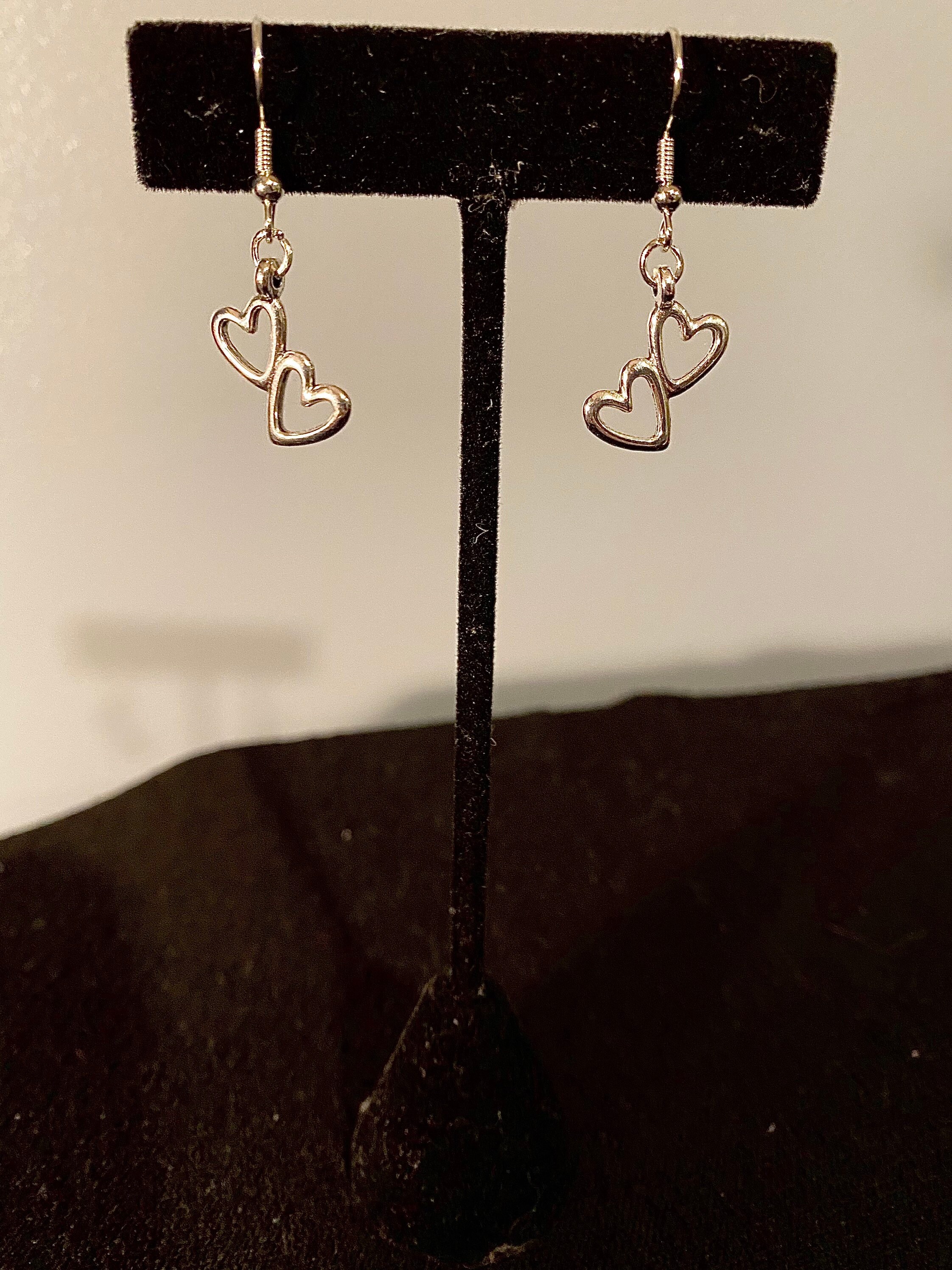 Silver Heart Earrings - Etsy