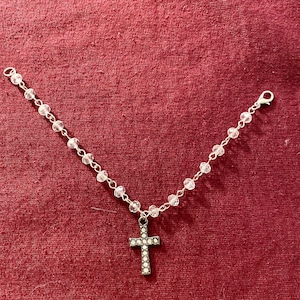 Crystal Glass Bead Cross Bracelet