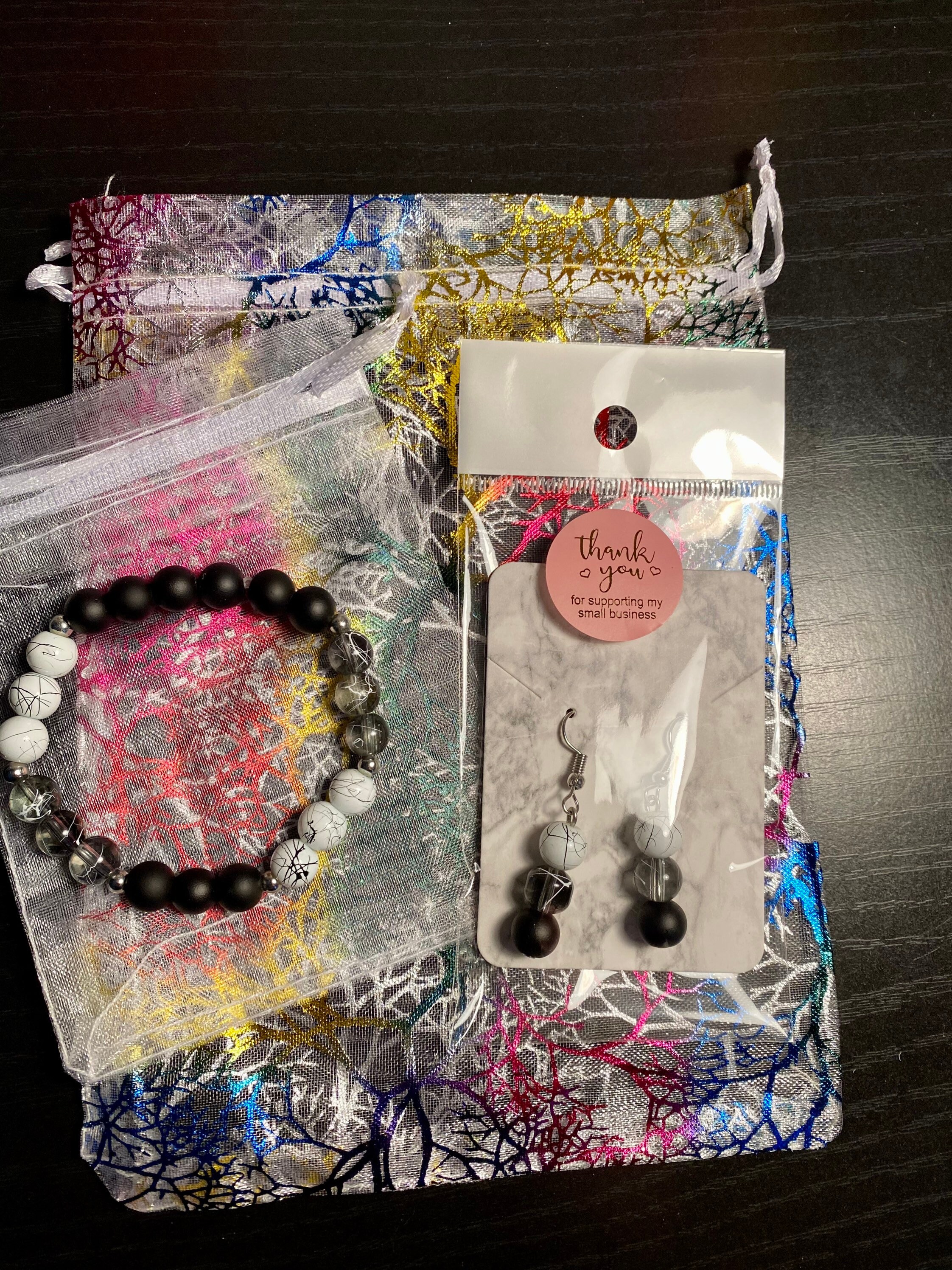 UCHAIUP Love Jewelry Set - Translucent Gradient Glass Necklace, Bracelet & Earrings Gift Set - View #12