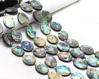 Natural Blue green Abalone oval Sided shell Beads 15 - 20 mm approx Abalone Shell Beads Amazing  Shell / Gemtone beads