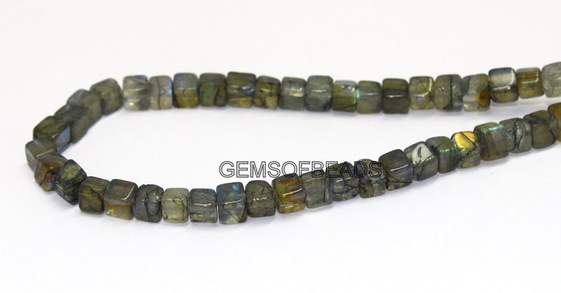 AAA Beads Cube Shape Labradorite Beads Smooth Labradorite 3D Box Beads 8 Inch Strand 4-5mm Natural Labradorite Beads Labradorite Beads