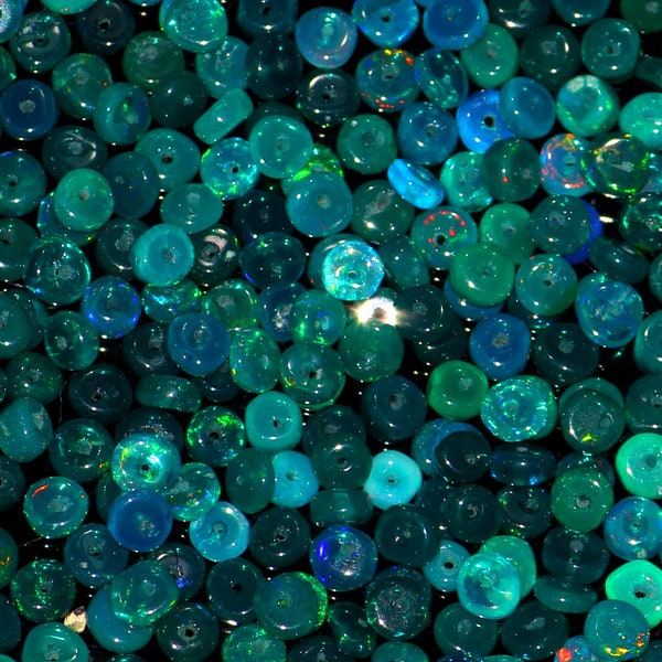 AAA  Natural Green Ethiopian Opal Smooth Rondelles, Green Opal Smooth Rondelle Beads, Beads For Jewelery Making, Welo Opal Beads 3.5-4 mm