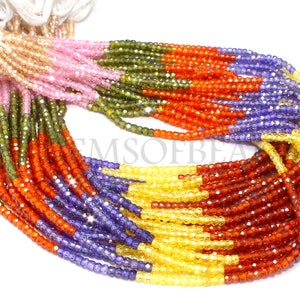 AAA Quality Amazing Multi Zircon Rondelle Faceted Gemstone Multi Beads 13 Natural Shaded Color Zircon Size 3 mm