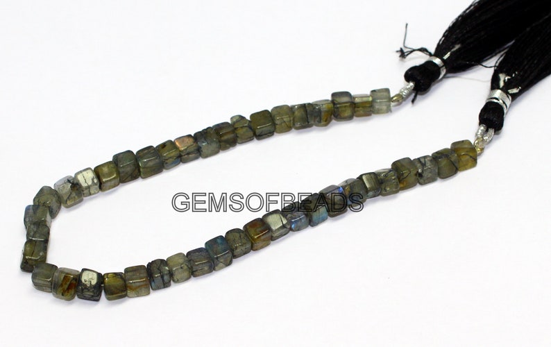 AAA Beads Cube Shape Labradorite Beads Smooth Labradorite 3D Box Beads 8 Inch Strand 4-5mm Natural Labradorite Beads Labradorite Beads