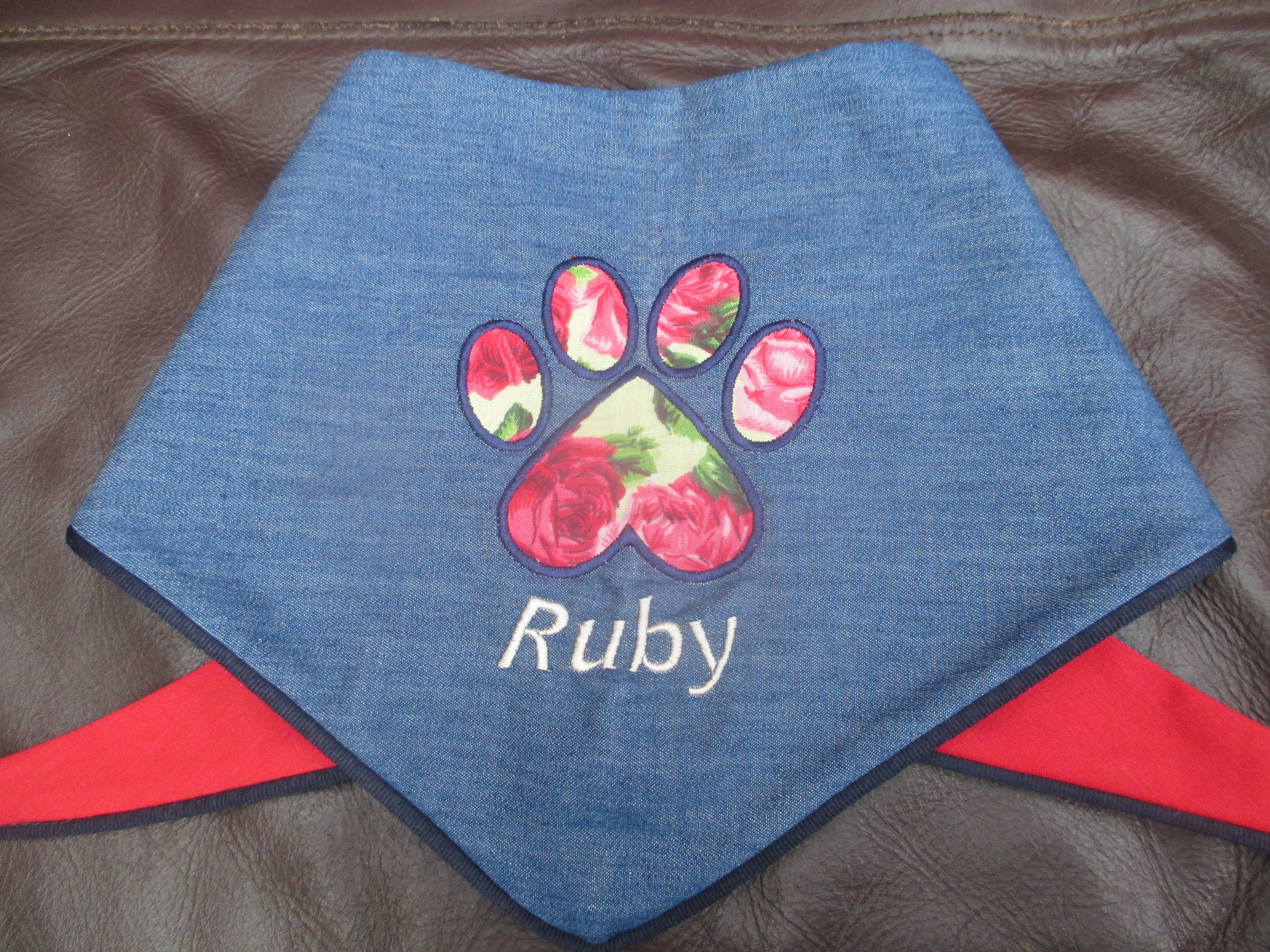 Personalised Dog Bandana Embroidered Appliqued Tie On Scarf Etsy