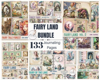 Junk Journal Mega Fairy Land Bundle, 133 Printable Pages, Journaling Digi Kit,Fairy Fantasy Collage Papers, Magic Fairy Journal,Ephemera Kit