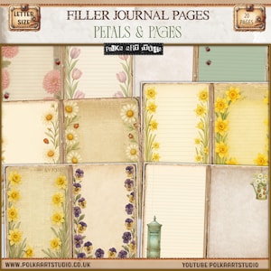 Digitale Frühlings-Junk-Journal-Füllseiten - Botanische, schäbige, fusselige Schnitte mit Blumen, druckbare Collage-Kit, Vintage-Junk-Journal-Kit