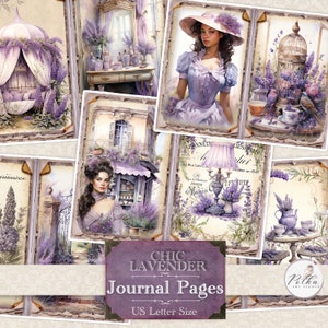 Vintage Lavender Junk Journal Digital Kit, Floral Printable Decorative Journal Pages, Rural Provence Collage Sheet, Scrapbook Paper Kit