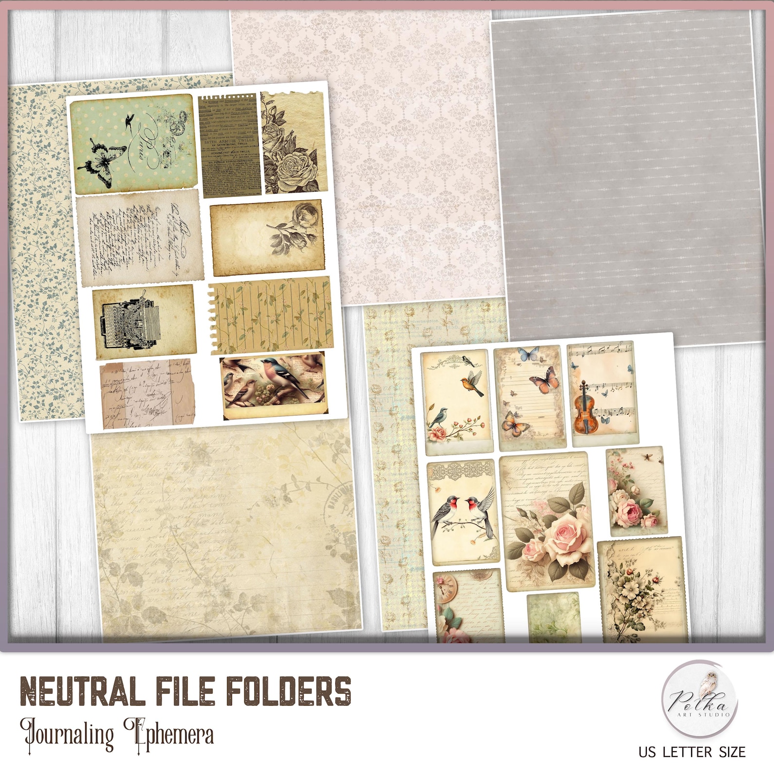 File Folder Journal Digital Junk Journal File Folders: Vintage Ephemera Inserts (digital ...