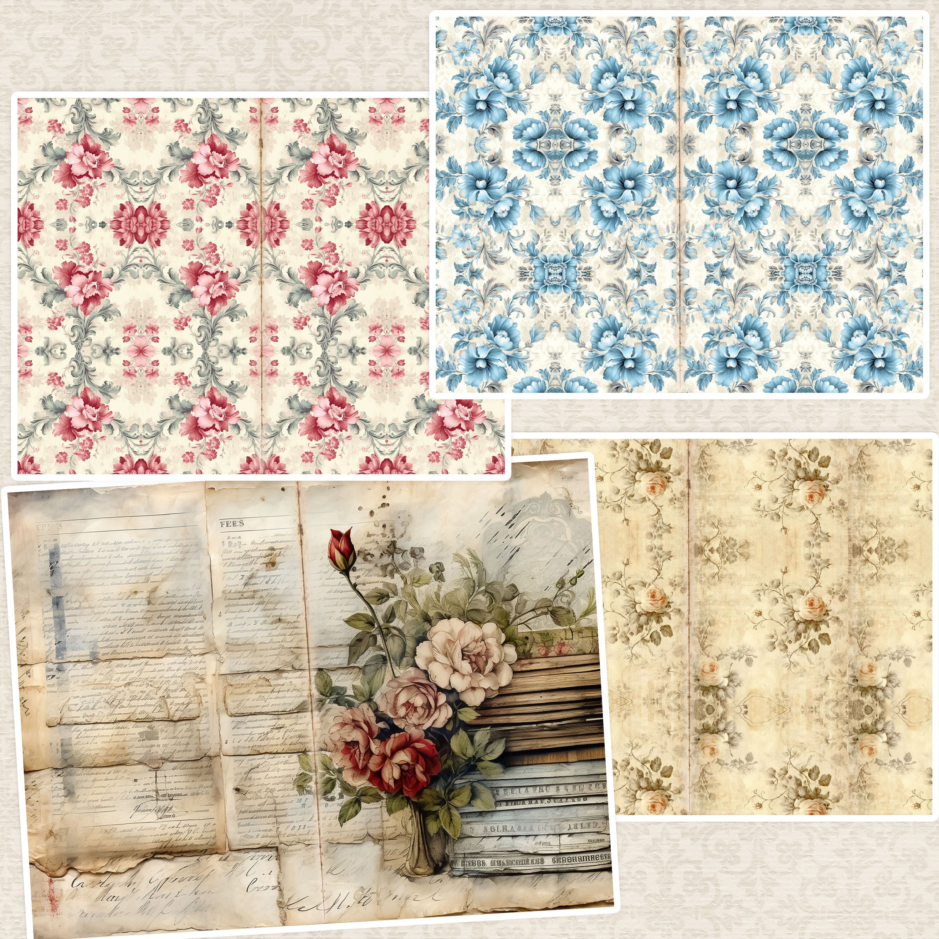 Shabby Chic Junk Journal Kit: Neutral Lace, Vintage Printable Pages ...