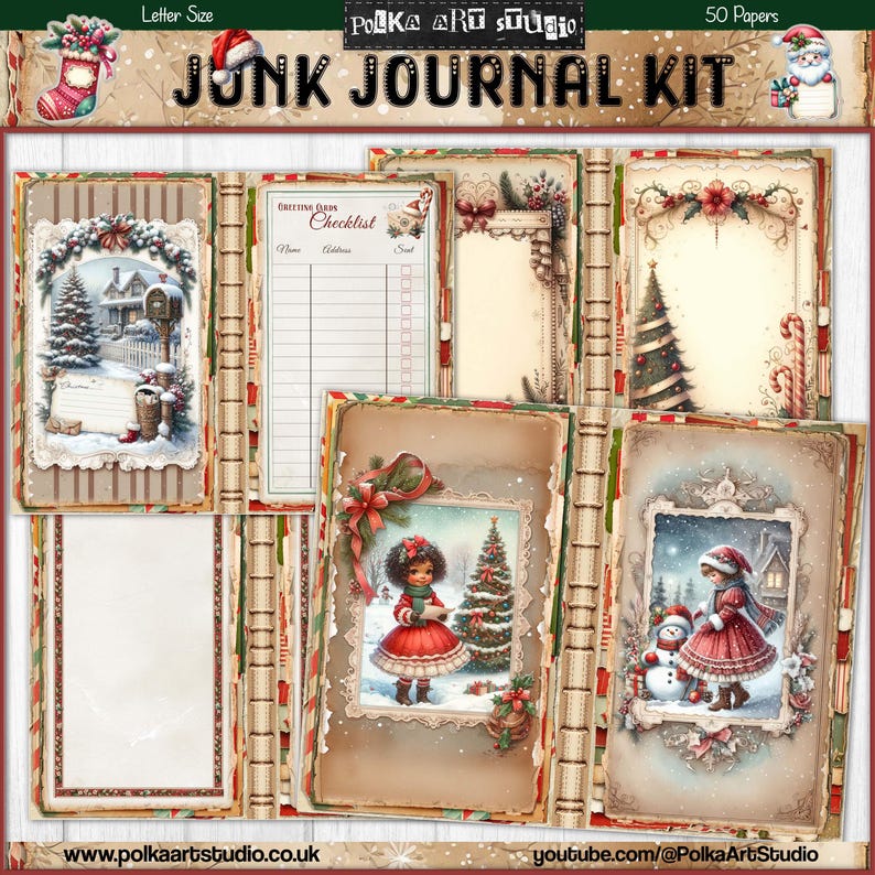 Digital Christmas Planner Junk Journal Kit: Vintage Printable Papers ...