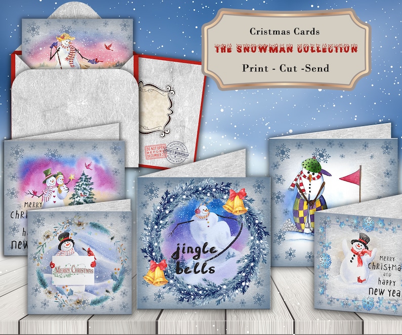 Printable Christmas Cards Pack Mix and Match the | Etsy