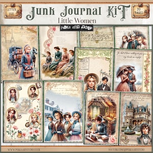 Digital Junk Journal Kit Vintage Little Women Journal,Novel Journal, Download,Printable Paper Craft, Digital Download