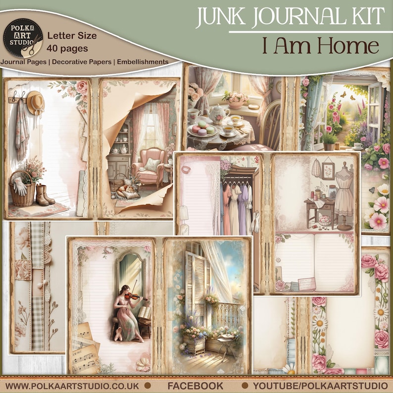 Cottagecore Junk Journal Kit: Shabby Chic Ephemera, Printable Pages ...