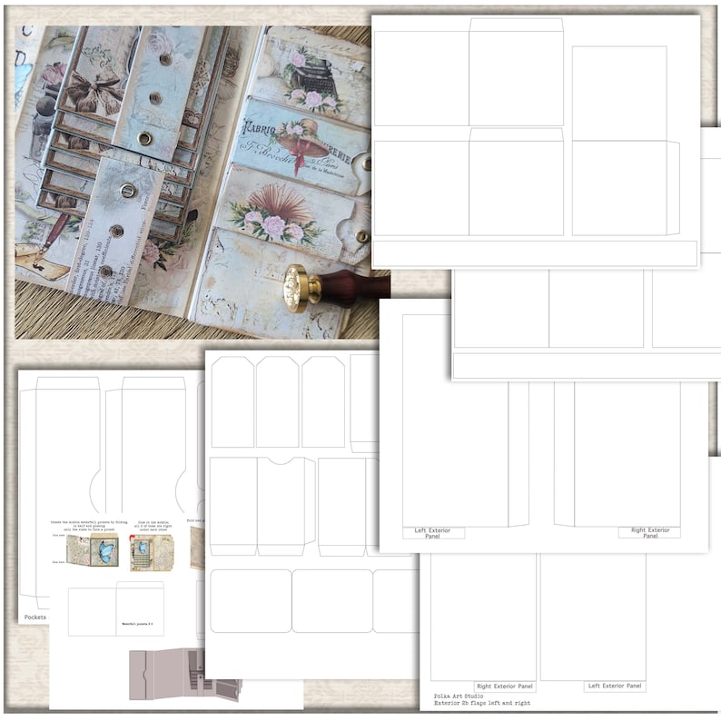 Junk Journal Folio Template: Trifold Booklet Outline (digital Download ...
