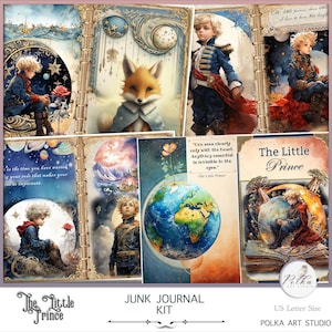 Digital Junk Journal Kit, Fantasy Geschichte Der kleine Prinz, Journaling Papiere, Vintage Digital Download Dekorative Papiere, Collage Papiere