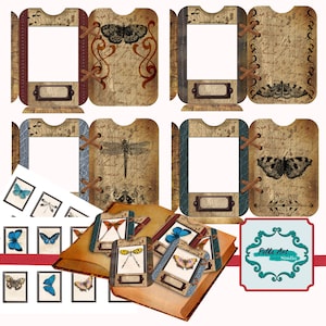 Slides de cartão de borboleta para impressão/pacote de 4 cartões/cartões digitais para scrapbooking/download instantâneo