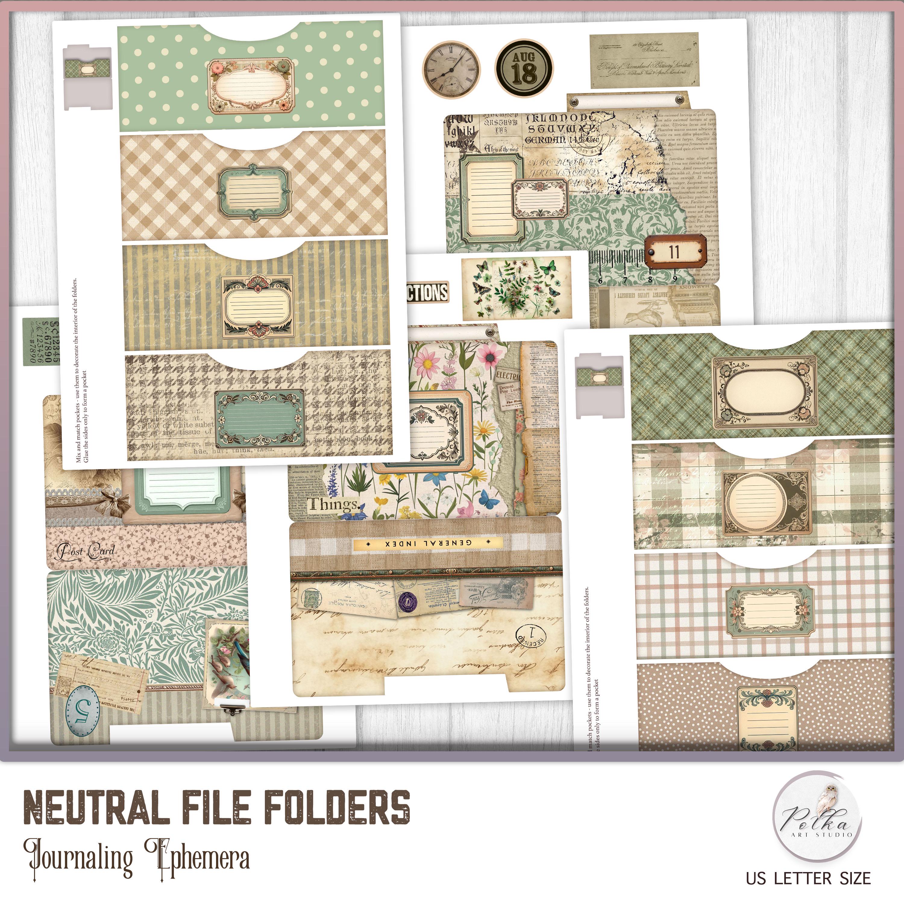 File Folder Journal Digital Junk Journal File Folders: Vintage Ephemera Inserts (digital ...