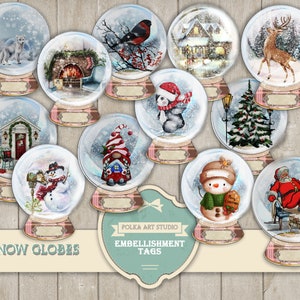 Etiquetas decorativas para bolas de nieve navideñas, adornos para diarios basura, etiquetas, tamaño A4 y carta
