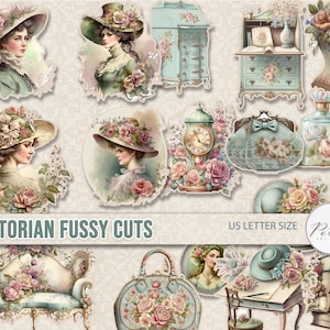Junk Journal, style victorien, shabby chic, coupes pointues, fleurs, Bullet Journal, autocollants vintage, téléchargement numérique imprimable, scrapbooking, éphémères