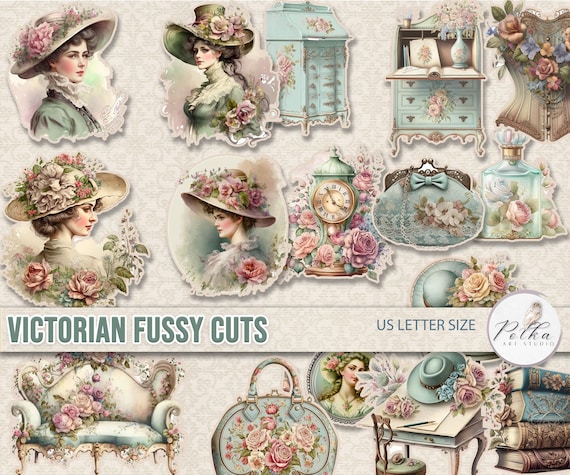 Junk Journal, Victorian, Shabby Chic Fussy Cuts, Flowers