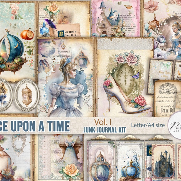 Junk Journal Kit, Fairy Tale Journal Pages, Digital Download, Printable Pages, Enchanted Magical Papers,Embellishments & Scrapbooking Papers