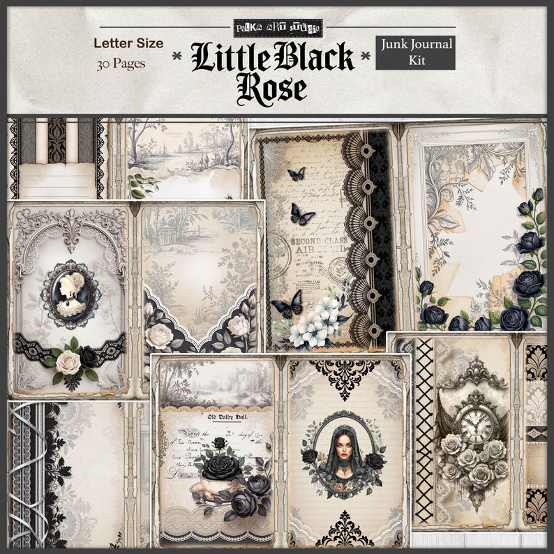 Gothic Junk Journal Kit | Little Black Rose Printable Pages | Victorian ...