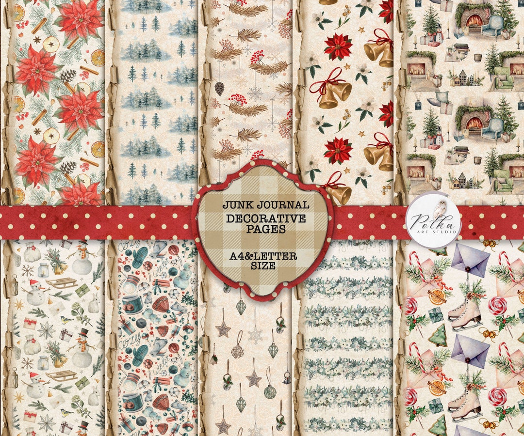 Christmas Junk Journal Pages: Printable Scrapbook Paper (digital ...