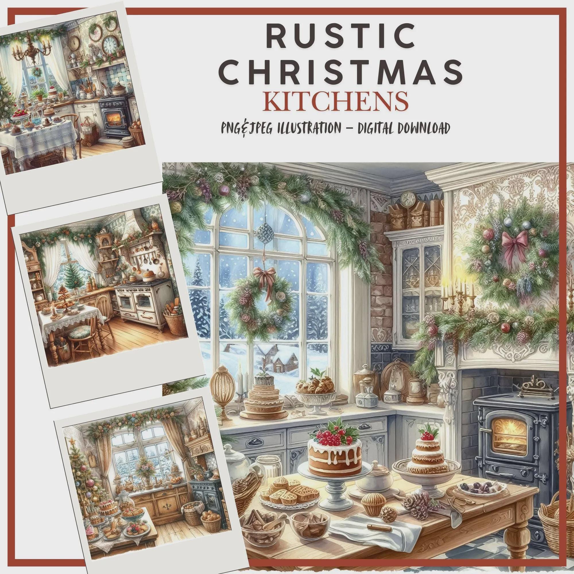 Digital Winter Clipart, Christmas Kitchens Decorative Paper ...