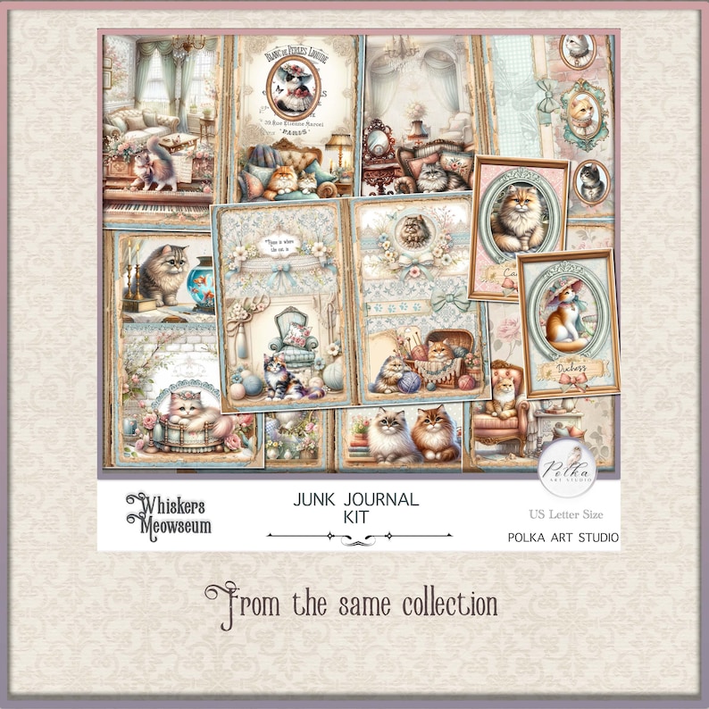 Junk Journal Stickers, Victorian Cats Fussy Cuts Printable Pages, Digital Download, Cricut, Cat Cutties, Digital papers, Embellishments image 5