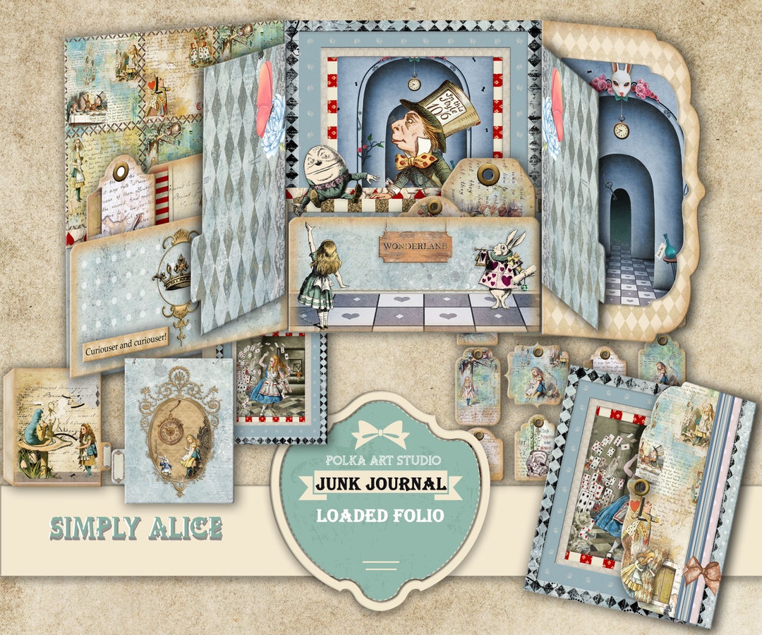 Alice in Wonderland Junk Journal Ephemera Kit: Printable Loaded Folio ...