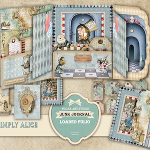 Loaded Folio "Simply Alice" Junk Journal Ephemera/ Wonderland/ Printable paper / Instant download/Folding Folio/Journal insert