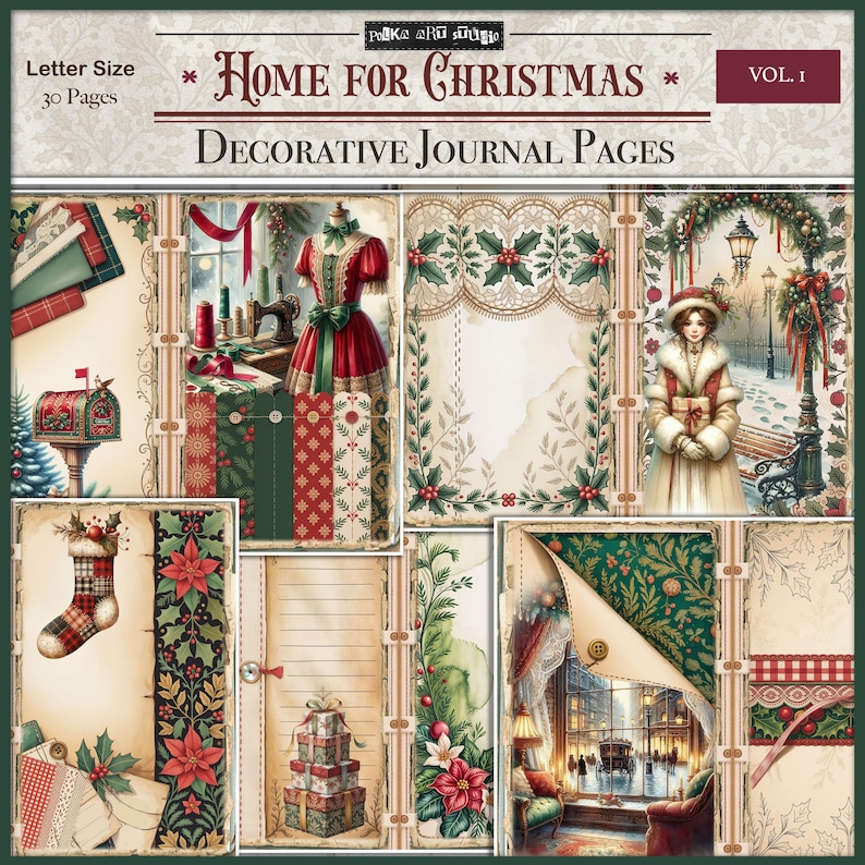 Digital Christmas Junk Journal Kit Home for Christmas Vol. 1 Vintage ...