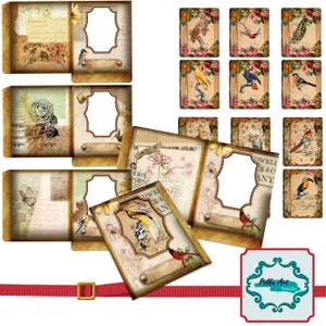 Afdrukbare Birds Open Pocket Tags / Junk Journal digitale download / Scrapbookingkit