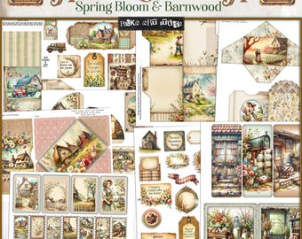Spring Ephemera Junk Journal Kit: Rustic Farm Cottagecore (Digital Download)